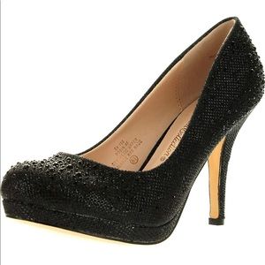 De blossom sparkly black heels